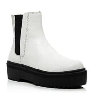 Aqua | Loren Leather Chelsea Platform Ankle Boots  White |  US 7.5 NWOB